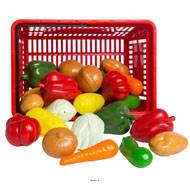 Panier de 27 petits legumes artificiels assortis en Plastique souffl
