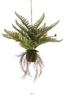 Fougère des forêts artificielle suspendue, sur sa boule de mousse, L 60 cm, D 68 cm
