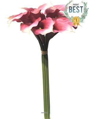 Bouquet d’Arum Calla artificiel, 12 têtes, H 45 cm Rose fushia - BEST