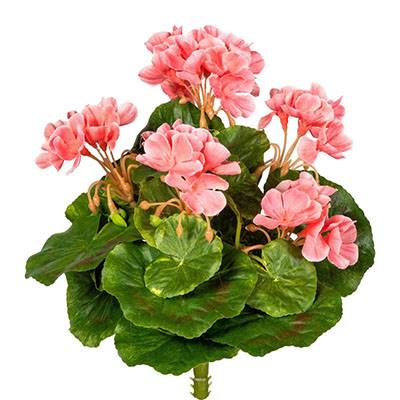 Piquet de géranium artificiel Anti-Uv H 24 cm  Rose