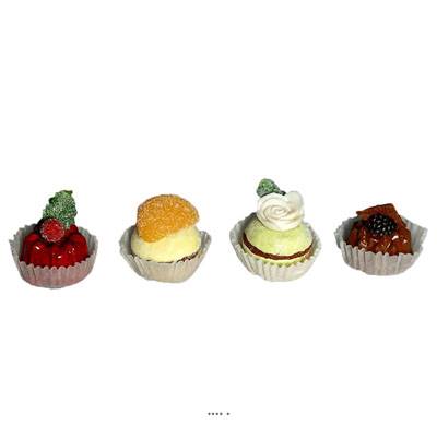 Lot de 4 minis pâtisseries artificielles haut de gamme 