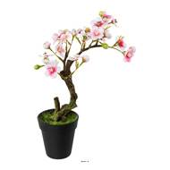 Bonsaï Prunus du japon Artificiel en pot H 27 cm Rose soutenu