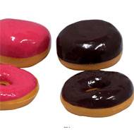 Lot de 2 donuts et 2 beignets artificiels, H 4 cm et D 7 cm