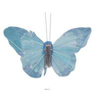 Papillon artificiel avec pince, H 8 cm, L 10 cm Bleu ciel