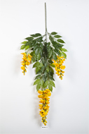 Branche de Glycine artificielle Jaune H 85 cm 81 feuilles 3 fleurs