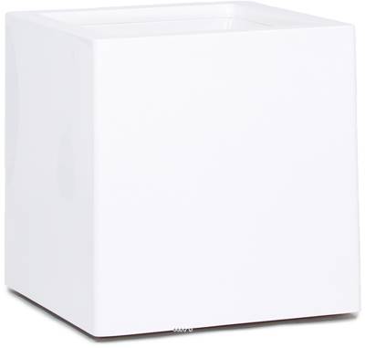 Bac fibres de verre robuste et revêtement gelcoat qualité marine 60 x 60 cm H 60 cm Ext. cube blanc glossy