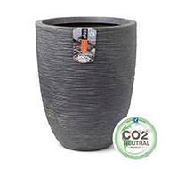 Pot bullet bas élégant en plastique recyclé très résistant H 46 cm D 34 cm Gris anthracite