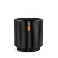 Vase cylindre Groove plastique H 9 x D 8 cm Noir