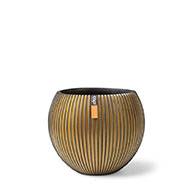 Pot forme boule Groove doré en fibres synthétiques H 33 cm x D 39 cm