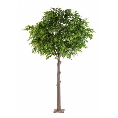 Chene arbre artificiel H300 cm L200 cm tronc bois et fibre sur platine