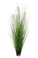 Herbe de la Pampa factice en pot beau plumet H120cm D55cm Blanc neige