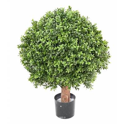 Buis artificiel sur tronc en pot pour extérieur anti-UV H 65 cm D 50 cm