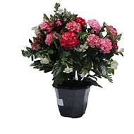 Pot fleurs artificielles pour le cimetière oeillets fleurettes H 35 cm D 30 cm Rose fushia