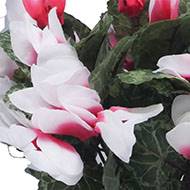 Vasque de fleurs artificielles cimetière cyclamens Rose-crème