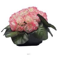 Bac carré fleurs artificielles œillets Rose-crème pour la Toussaint