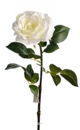 Rose Maya artificielle Blanc Neige H75cm Tête superbe 12cm 4 feuilles