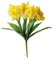 Bouquet d'Iris facticeS 7 fleurs et 7 feuilles H28cm superbe Jaune