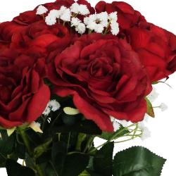 Bouquet artificiel création fleuriste rouge amour x9 roses H 75 cm