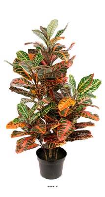 Croton plante artificielle en pot H 100 cm D65cm, feuillage très dense