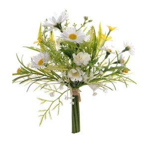 Bouquet de fleurs des champs artificielles Blanches H 20 cm D 15 cm