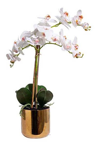 Orchidée phalaenopsis artificielle en pot superbe 3 hampes H 75 cm