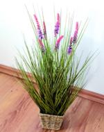 Herbes et lavandes artificielles en pot déco tressé H 58 cm