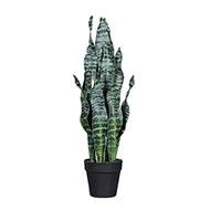 Sanseveria artificiel en pot H 65 cm en plastique vert-blanc