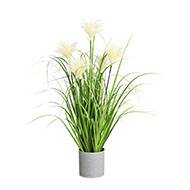 Herbe artificielle touffe en pot avec ses chatons H 66 cm