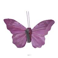 Papillon artificiel avec pince, H 8 cm, L 10 cm Mauve violet