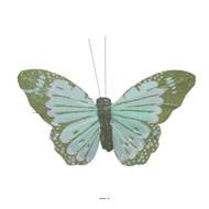 Papillon artificiel avec pince, H 8 cm, L 10 cm Vert