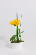 Composition Coupe Gerberas Artificiels vase porcelaine H 26 CM