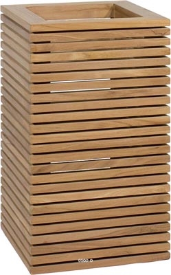 Bac en Teck massif Lignes Ext. Colonne carrée L40x 40 x H75 cm Marron