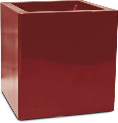 Bac fibres de verre robuste et revêtement gelcoat qualité marine 100 x 100 cm H 100 cm Ext. cube rouge rubis