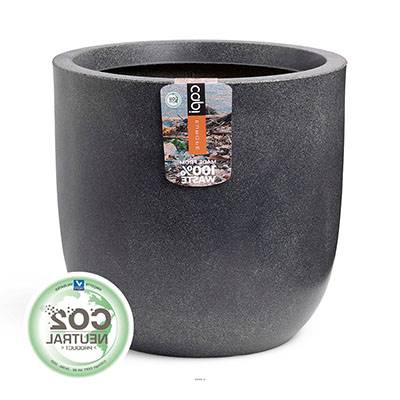 Pot eggpot haute qualité synthétique recyclé effet pierres H 34 cm x D 35 cm Gris anthracite
