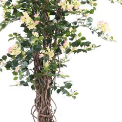 Bougainvillier artificiel tronc bois H150 cm Crème-Rose