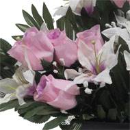 Devant de tombe de Rose et Lys tigré Rose artificiels pour la Toussaint