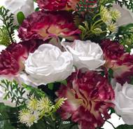 Vasque de Roses fleurs artificielles pour le cimetière H 46 cm D 44 cm Bourgogne