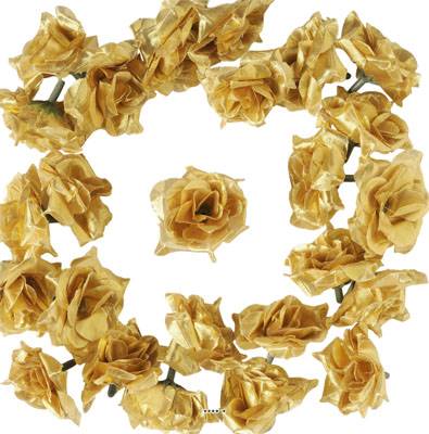 têtes de rose Artificielle X 24 Or D 5 cm pour Boule de rose