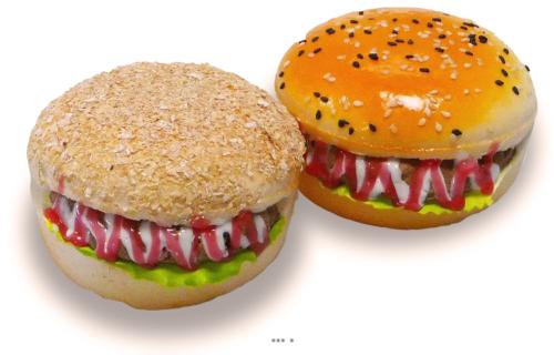 Hamburgers X2  D 10 cm et H 6 cm Mousse PU aliment factice décoration