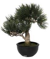 Bonsai Pin artificiel H 33 cm 43 touffes d'aiguilles en pot Noir