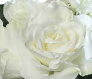 Bouquet varié de Roses et pivoine factices avec feuilles H25cm Crème