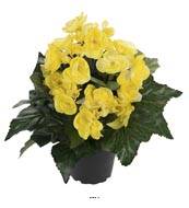 Begonia artificiel en pot H 28 cm superbe qualité Jaune citron