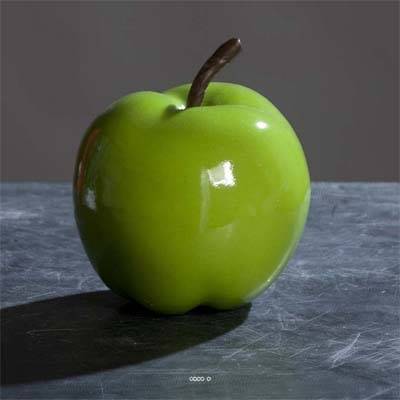 Pomme artificielle Verte brillante D 14 cm. Tres bel objet déco.
