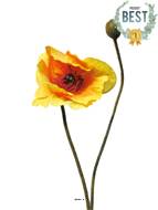 Pavot artificiel H60cm 1 fleur et 1 bouton Superbe fleur Orange - BEST
