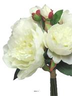 Bouquet de Pivoines artificielles, 8 têtes, D28cm, H34cm, Crème - BEST