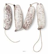 Saucisse à la ficelle factice (4 pcs) en plastique soufflé 120 x 35 mm