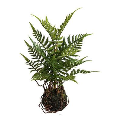 Kokedama plante suspendue artificielle fougère H 38 cm 