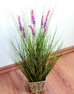 Herbes et lavandes artificielles en pot déco tressé H 58 cm