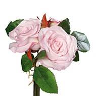 Adorable petit bouquet de fausses roses 3 têtes H 17 cm Rose pâle