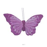 Papillon artificiel avec pince, H 8 cm, L 10 cm Mauve violet